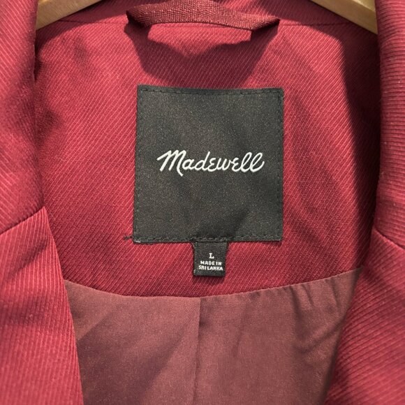 Madewell Caldwell Double Breasted Blazer Red Burgundy Long Classic Jacket - Picture 6 of 9